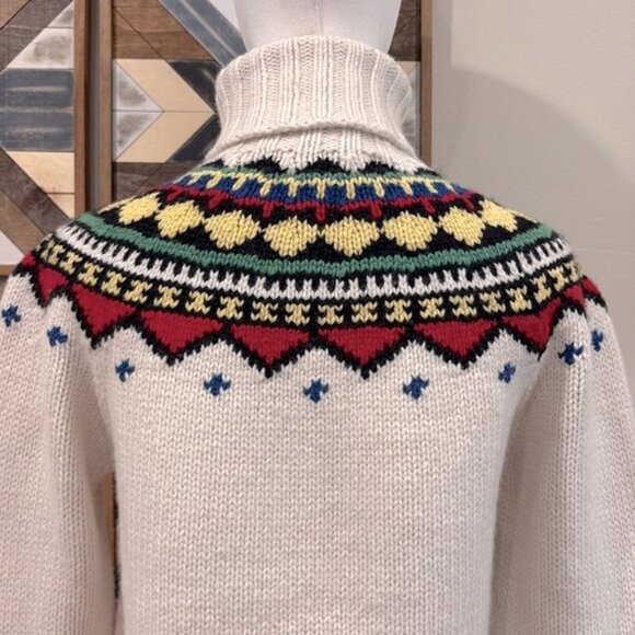 Ralph Lauren Vintage Fair Isle Hand Knit Tricote A La Main Wool Sweater Medium - Picture 6 of 10